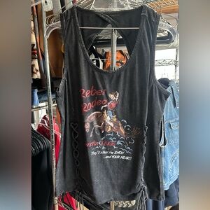 Idyllwind Black Graphic Rodeo Tank with Fringe